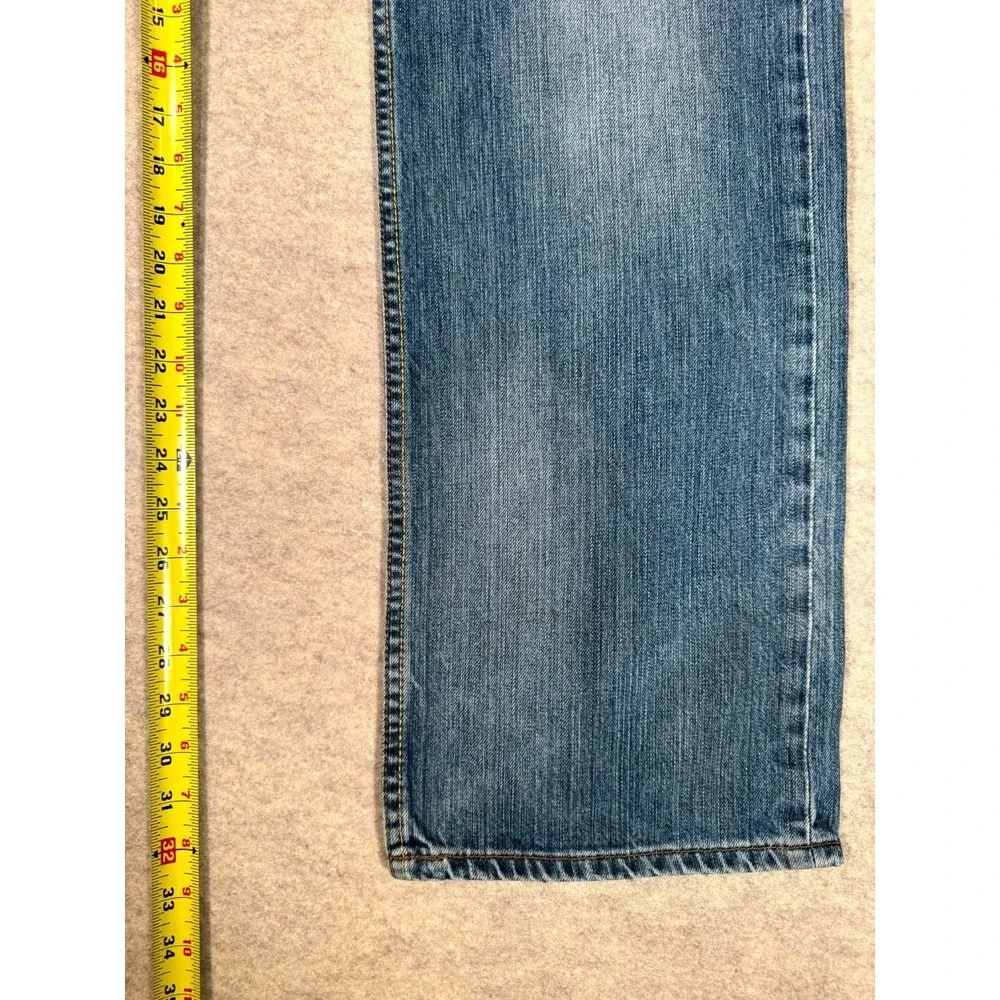 Levis 501 Jeans Mens 36x34 Blue Distressed Denim Cotton Button Fly Straight Leg